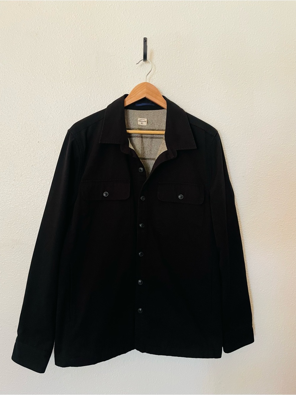 Bridge & Burn Men's Black Crest Shirt Jacket with Chest Pockets Size Medium